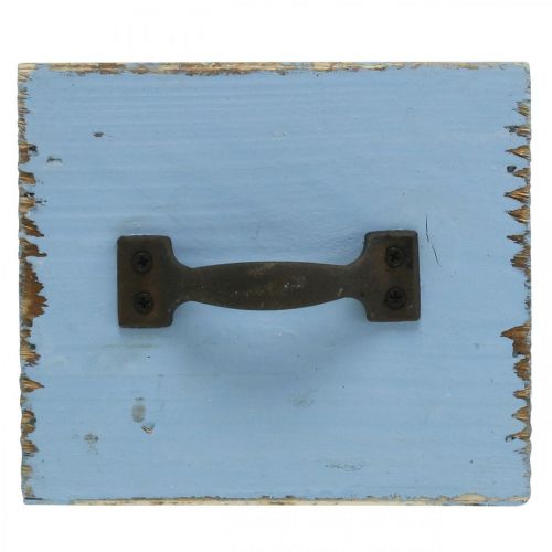 Floristik24 Növénydoboz fafiók világoskék kopott 12,5×12,5×10 cm