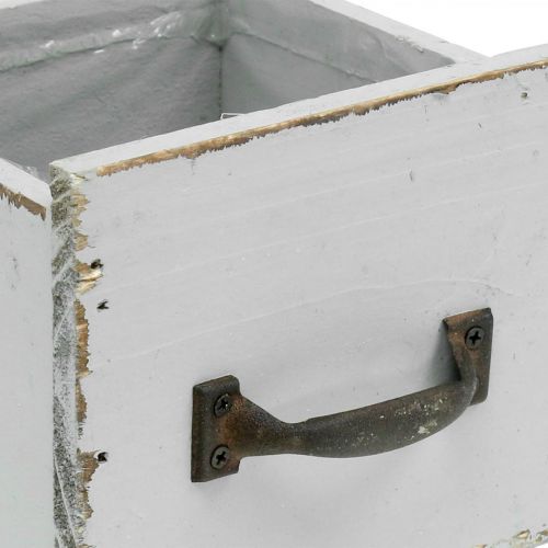 Floristik24 Növényfiók kopott elegáns fa fiók szürke 12,5×12,5×11 cm