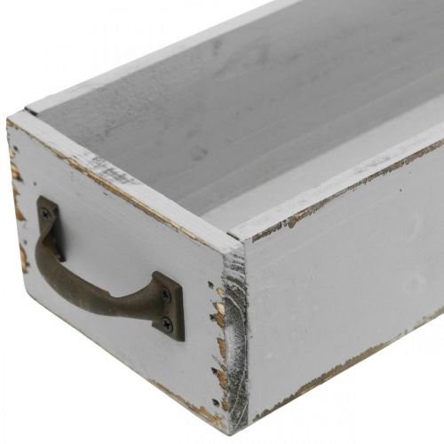 Floristik24 Dekoratív tálcás fa növényi fiók Shabby Chic Grey 65×11×7 cm