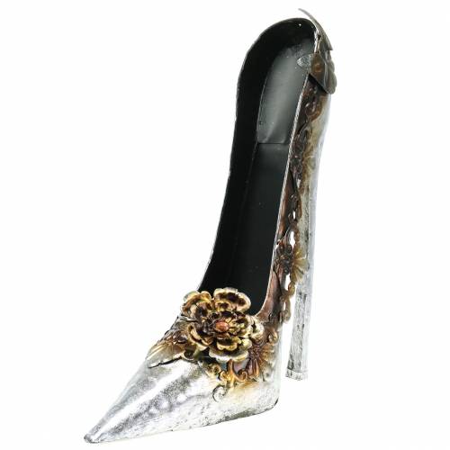 Floristik24 Dekoratív cipő ültető cipő ezüst fényes 26cm x 11cm H30cm