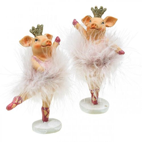 Floristik24 Deco malac koronás balerina figurával rózsaszín 12,5cm 2db