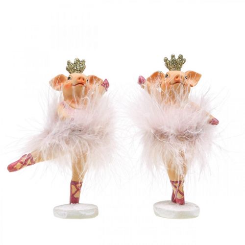 Floristik24 Deco malac koronás balerina figurával rózsaszín 12,5cm 2db
