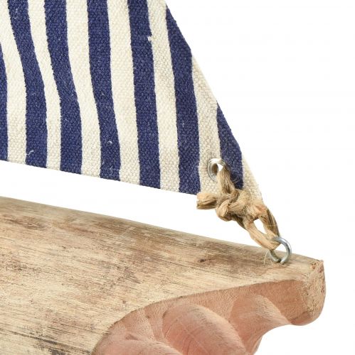 Floristik24 Vitorlás díszhajó kék-fehér vitorlával és jutával H42cm