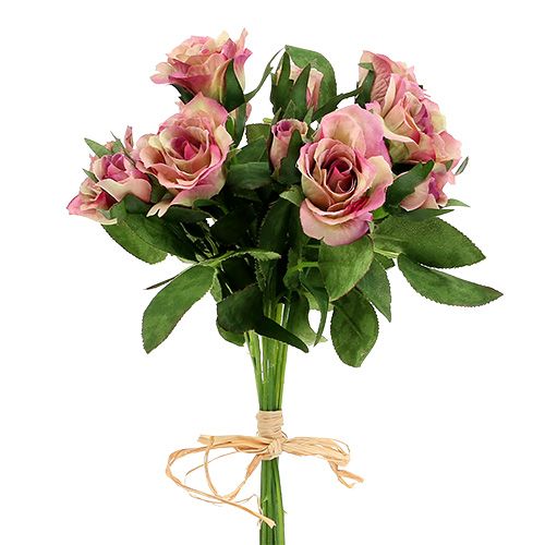 Selyemszövet virágos rózsacsokor L26cm régi rózsa 3db | Floristik24.hu