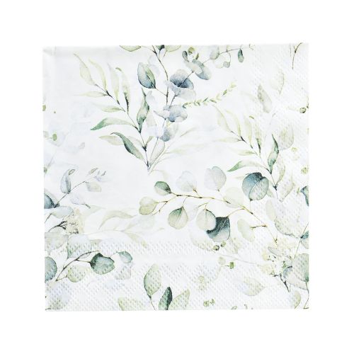 Floristik24 Szalvéták eukaliptusz dekoratív asztaldísz fehér 25x25cm 20db