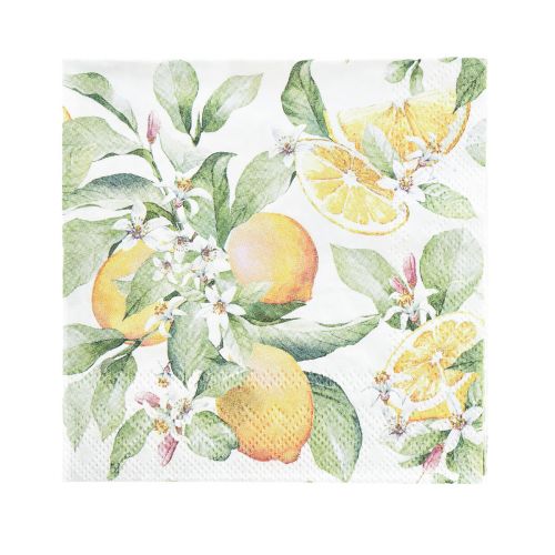 Floristik24 Szalvéta nyári asztaldísz citromos dekoráció 25x25cm 20db
