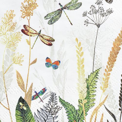 Floristik24 Szalvéták Nyári Fehér Motívum Réti Színes 25x25cm 20 db