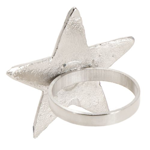 tételeket Csillag alakú szalvétatartók, ezüst fém szalvétagyűrűk, 7 cm átmérőjű, 4 cm, 4 darab