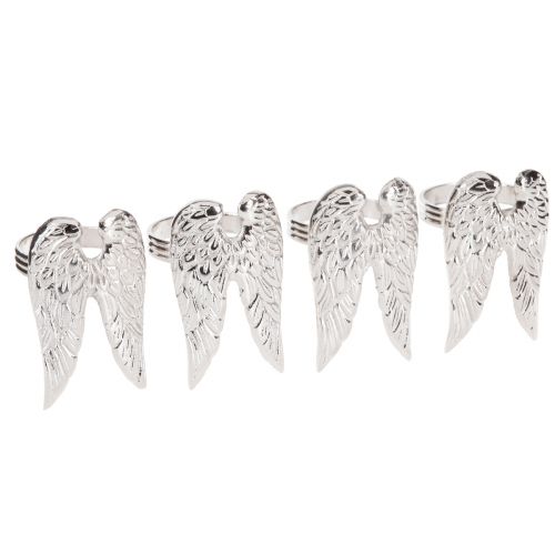 tételeket Szalvétagyűrűk angyalszárnyak asztali dekoráció ezüst 6,5cm Ø4cm 4 db