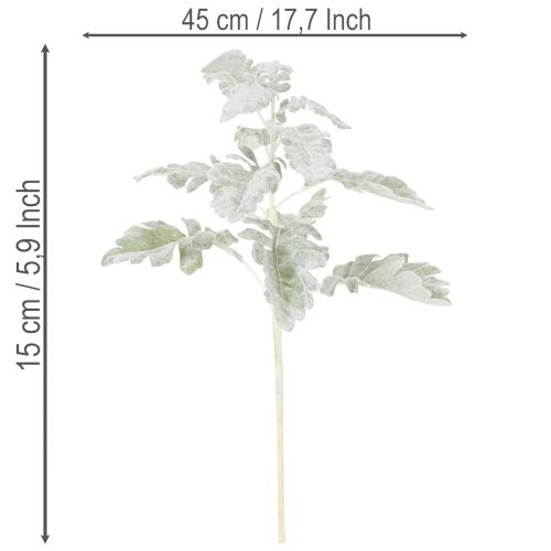 Mesterséges Senecio ág, ezüstlevél, bonyolult kidolgozású, 45 cm, 3 darab | Floristik24.hu