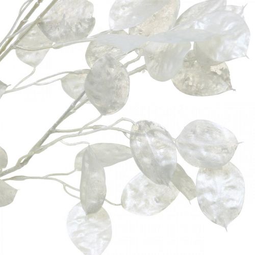 Dekoratív ág ezüstlevél fehér Lunaria ág műág 70cm