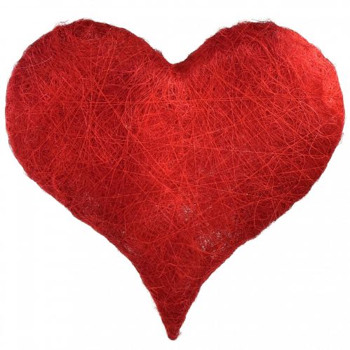 Szizál szív szívdísz szizál szálakkal piros színben 40x40cm