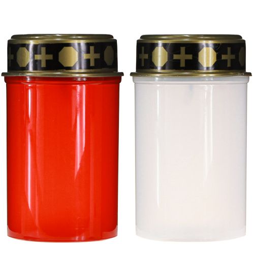 Floristik24 Napelemes sírvilágítás LED piros fehérarany színben Ø6,5cm H12cm