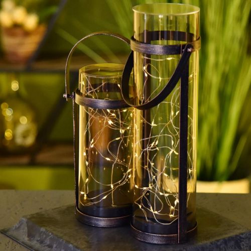 Floristik24 Napelemes lámpa, fénycső dekorációnak, kerti lámpás LED meleg fehér H25cm