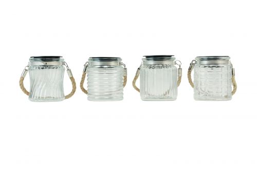 Floristik24 Napfény napelemes üveg függőlámpa erkély Ø7,5cm H9cm 4db