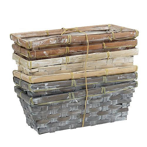 Floristik24 Chipkosár készlet növénykosár fehér/szürke/barna 6 db. 25/12 cm