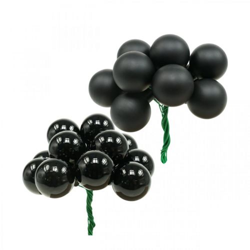 Mini karácsonyi labdák drót fekete üvegen Ø20mm 140p