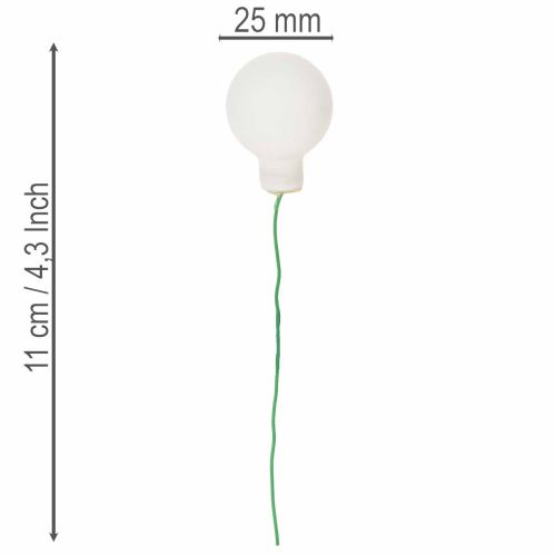 Tükrös bogyós mini üveggolyók dróton, fehér, 25 mm, 140 darab | Floristik24.hu