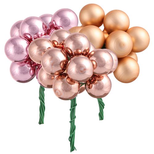 tételeket Tükör Bogyók Sárgabarack Rózsaszín Üveggolyók Drót Ø20mm 140 db