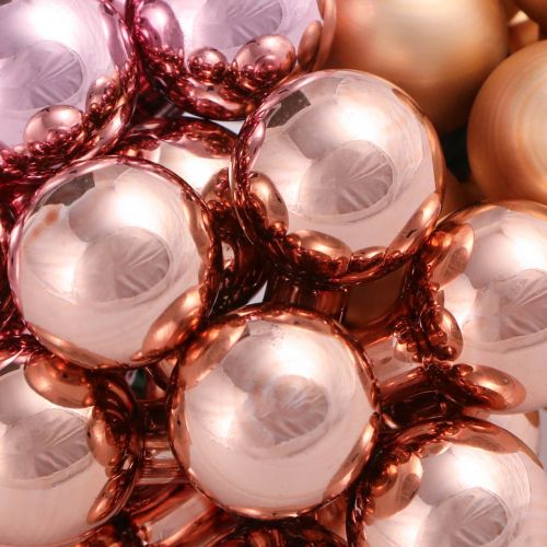 tételeket Tükör Bogyók Sárgabarack Rózsaszín Üveggolyók Drót Ø20mm 140 db