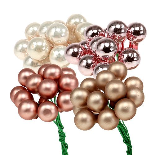 Floristik24 Tükörbogyó krém-rózsaszín keverék 15mm 140p