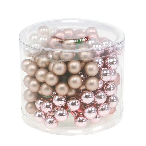 Floristik24 Tükörbogyó krém-rózsaszín keverék 15mm 140p