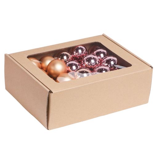 tételeket Tükörbogyók üveggolyók drót sárgabarack rózsaszín Ø40mm 32 db