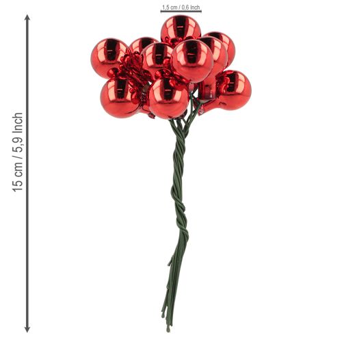 tételeket Tükörbogyók Piros Matt, Fényes Ø1.5cm 140 db