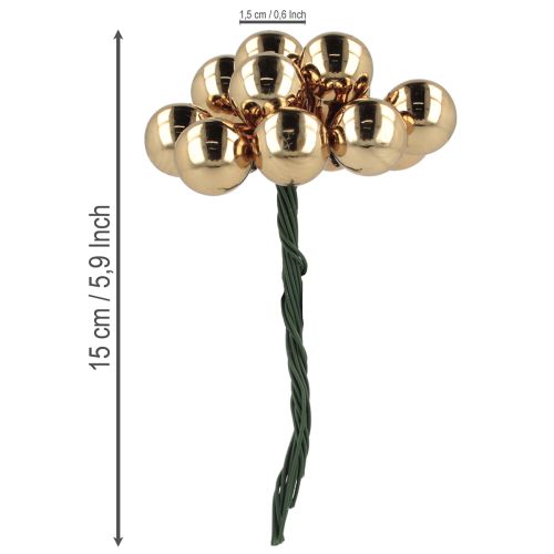 tételeket Tükrös bogyók Ø1.5cm barna-arany 140 db