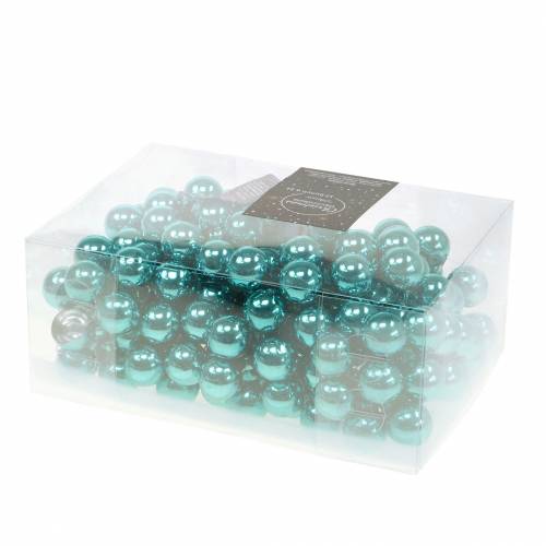 Floristik24 Karácsonyi dekoráció tükör bogyók üveg türkiz Ø2cm 144db