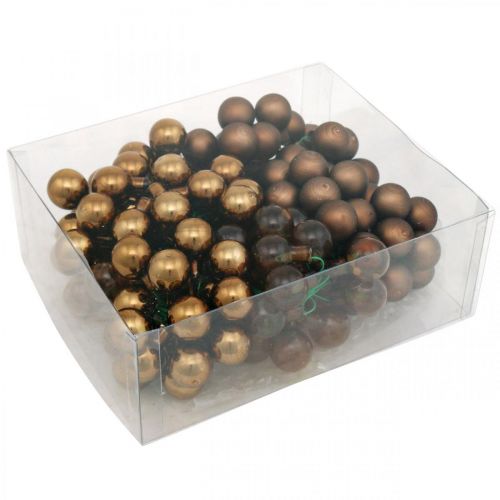 Floristik24 Mini karácsonyi golyók barna üveg tükör bogyók Ø20mm mix 140p