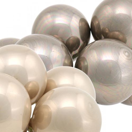 tételeket Mini karácsonyi labdák krémes, szürke üveg tükörbogyók Ø40mm 32db