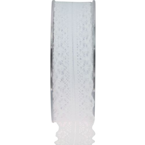 Floristik24 Csipke szalag ajándék szalag fehér dekoratív szalag csipke 28mm 20m
