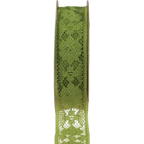 tételeket Csipke szalag zöld 25mm virágmintás dekoratív szalagcsipke 15m