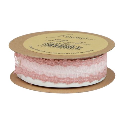 tételeket Csipke szalag esküvői szalag szalag csipke régi rózsaszín 20mm 20m