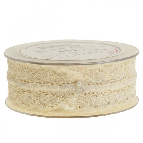 tételeket Csipke szalag csipkeszegély deco szalag csipke krém 25mm 15m
