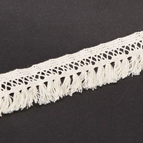 Floristik24 Csipkeszegély pamut rojt szalag makramé 43mm 3m