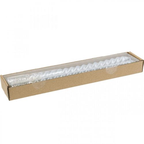 Floristik24 Kúpos gyertyák csavart gyertyák spirál gyertyák ezüst 24cm 2db