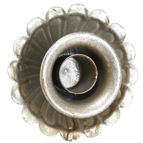 tételeket Kúpos gyertyatartó ezüst antik gyertyatartó tüskével Ø8,5cm 4db