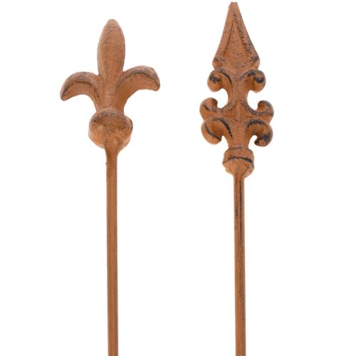 Floristik24 Kerti karó rusztikus dekorációs liliomlándzsa antik dizájnban kültéri használatra 60cm 2db