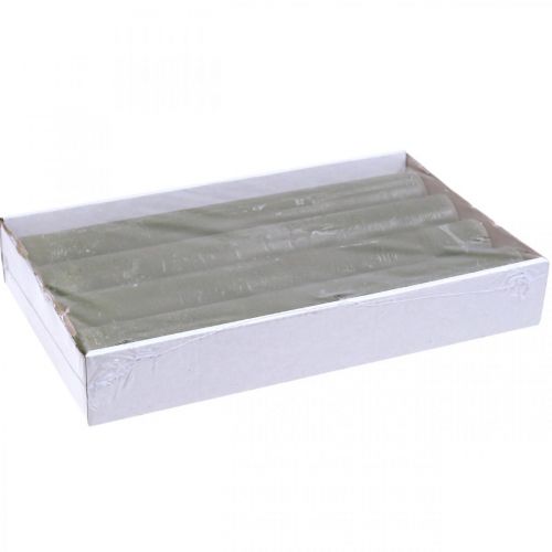 Floristik24 Egyszínű gyertyák olívazöld pálcás gyertyák 34×240mm 4 db