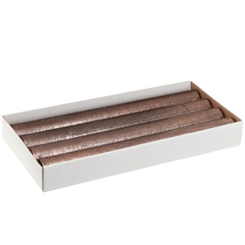 Floristik24 Kúpos gyertyák egyszínű réz lakkozott 34x300mm 4 db