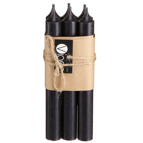 tételeket Kúpos gyertyák gyertyák fekete gyertya dekoráció Ø21mm 170mm 6 db