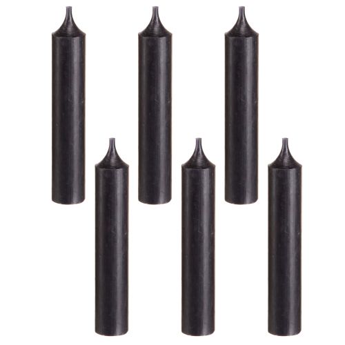 tételeket Kúpos gyertyák rövid kis gyertyák fekete 110mm Ø21mm 6 db csokor