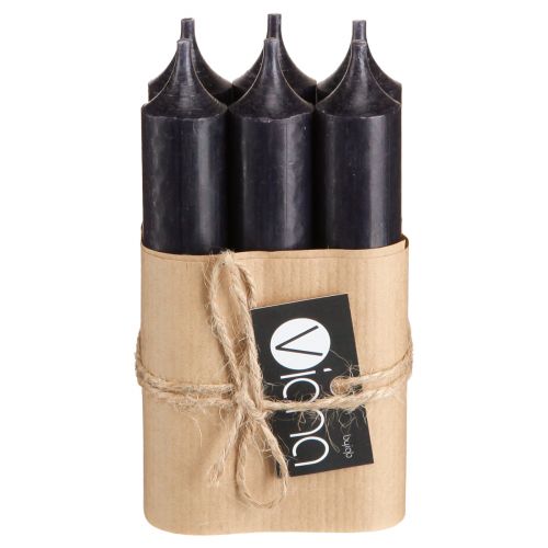 tételeket Kúpos gyertyák rövid kis gyertyák fekete 110mm Ø21mm 6 db csokor