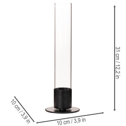 Kúpos gyertyatartó üveghengerrel. Egyszerű és időtlen. 31 cm | Floristik24.hu