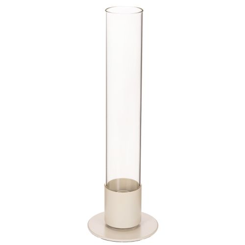 Modern kúpos gyertyatartó üveghengerrel és talppal, 31 cm