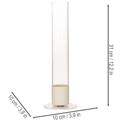 Modern kúpos gyertyatartó üveghengerrel és talppal, 31 cm | Floristik24.hu