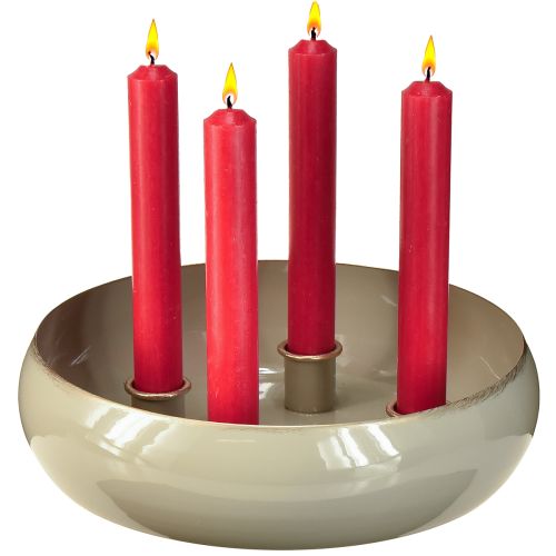 Floristik24 Mécsestartó 4 gyertyás tál fém szürkearany 22,5 cm