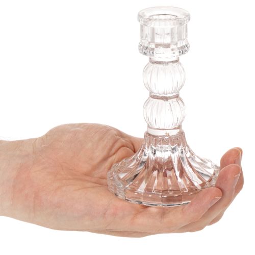 Átlátszó gyertyatartó, klasszikus dizájn, asztaldísz, 12 cm, 2 darab | Floristik24.hu